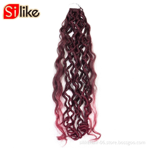 Faux Locs with Curly Ends Crochet Twist Braiding Hair Synthetic Goddess Locs Hair 18 Inches 12 Stands Goddess Locs Crochet Hair